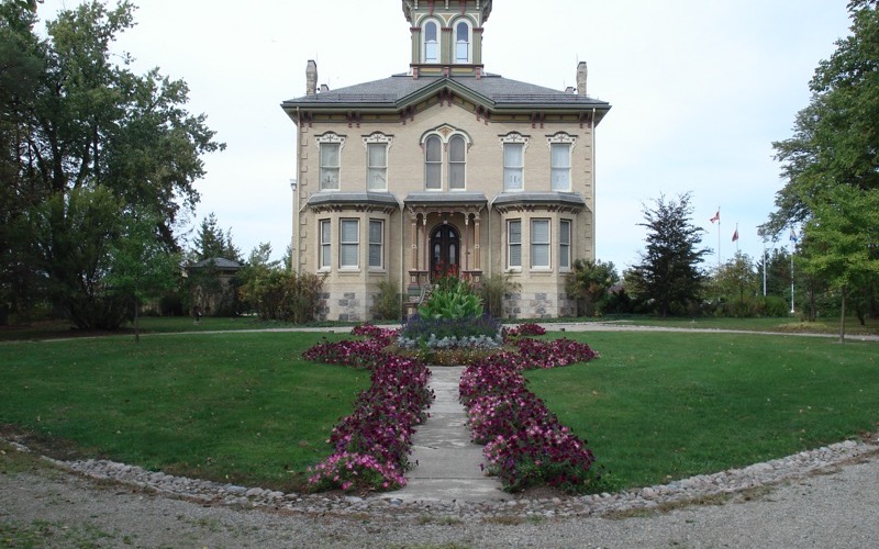Castle Kilbride, a Victorian mansion with flower gardens in Baden, Ontario